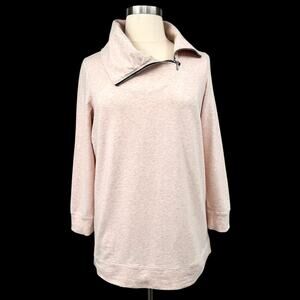 Chico's Zenergy Heather Pink Pullover Sweatshirt Tunic Zip Collar Size 2/Large